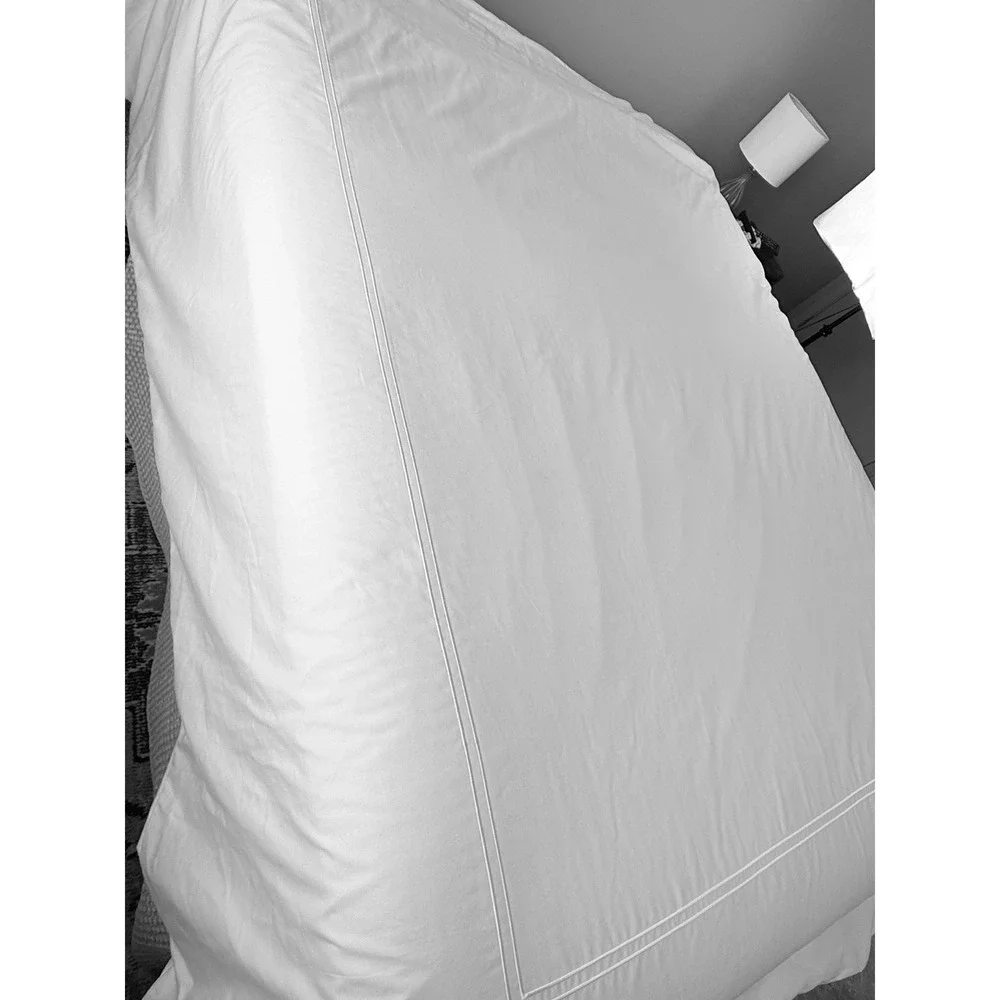 Cuddledown Queen Duvet Cover White 100% Cotton Double Row Embroidered Hotel